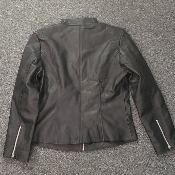 NEW Black Genuine Leather Fitted Jacket - Picture 4 of 4
